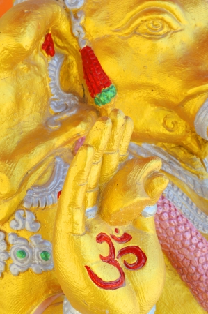 The Hindu God Ganesha Statue at Wat Payakkaphumwararam in Mahasarakham of Thailandの写真素材