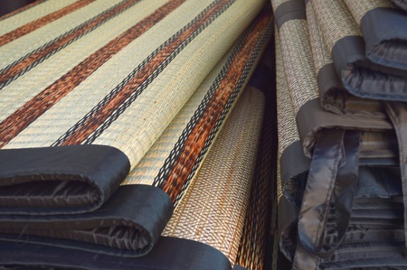 handmade woven dried sedge matの写真素材