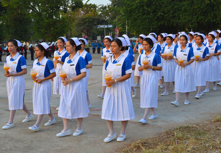 MAHASARAKHAM - DECEMBER 5   People parade in celebration of the kingのeditorial素材