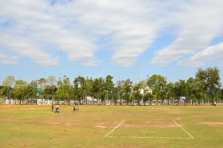MAHASARAKHAM - DECEMBER 17   Sport area is prepared for outdoor games at provincial hall ground on December 17, 2013 in Mahasarakham, Thailand のeditorial素材