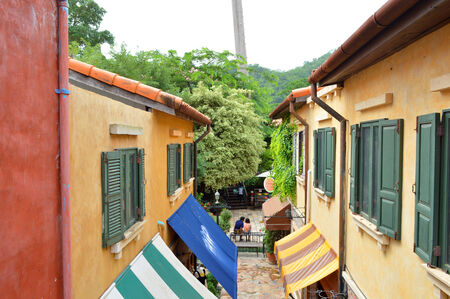 KORAT - JUNE 22, 2014   Department stores are located at the Italian style walking street, building, shopping and business center of Palio Khao Yai on June, 22, 2014 in Korat, Thailand  のeditorial素材