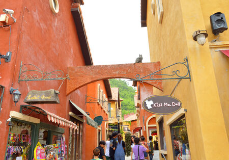 KORAT - JUNE 22   Department stores are located at the Italian style walking street, building, shopping and business center of Palio Khao Yai on June 22, 2014 in Korat, Thailand  のeditorial素材