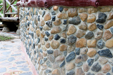 brick stone wall of exterior building and backgroundの写真素材