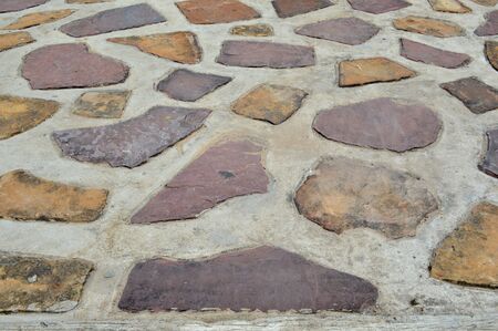 stone floor walk way of exterior building and background