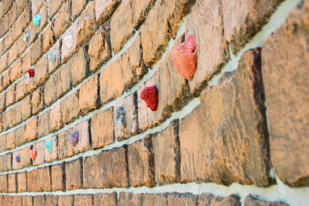 stone wall for hike practice and backgroundの写真素材