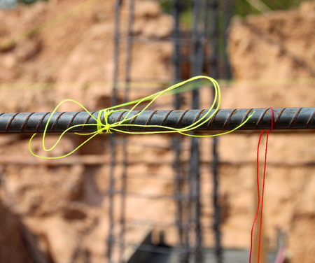 nylon string for measuring water level in building siteの写真素材