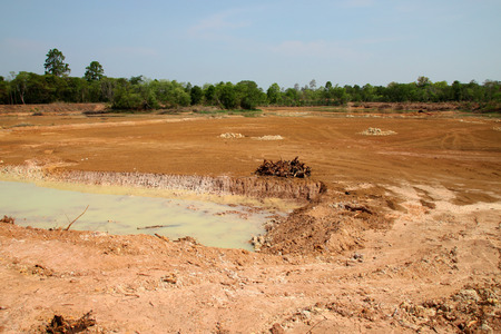 unfinished reservoir construction for solving aridity problem in northeast Thailand