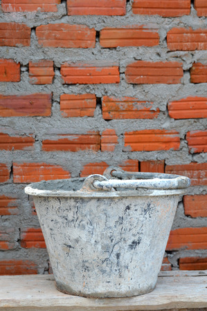 cement bucket at building siteの写真素材
