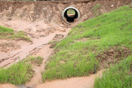 drain water pipe under the groundの写真素材