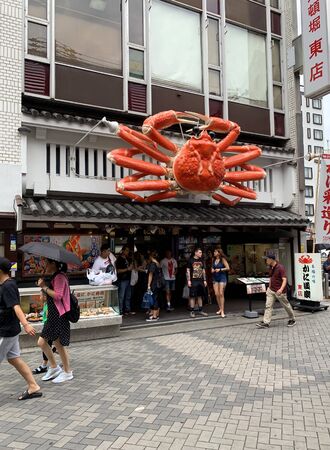 OSAKA, JAPAN - AUGUST 24, 2019 : Tourists travel to and shopping at Doutonbori street, Numba and Shinsaibashi the famous large market and metropolitan area on August 24, 2019 in Osaka, Japan.のeditorial素材