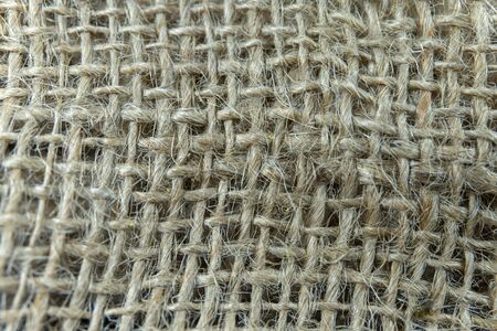 Jute fabric in close-up on grey rustic backgroundの写真素材