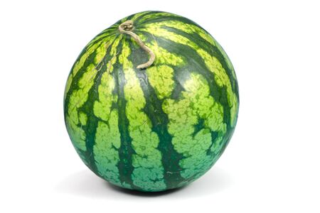 One ripe whole watermelon isolated on white backgroundの写真素材