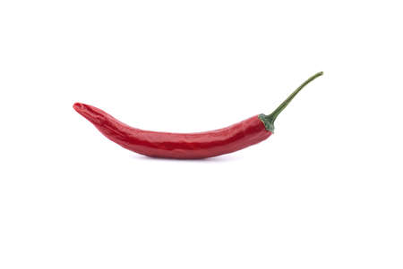 Fresh red chili pepper isolated on a white backgroundの写真素材