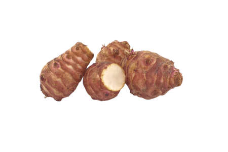 Jerusalem Artichoke (Sunchoke) isolated on white backgroundの写真素材