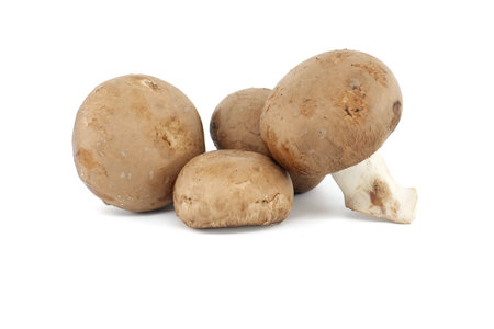 Fresh Baby Bella or Cremini whole mushrooms isolated on white backgroundの写真素材