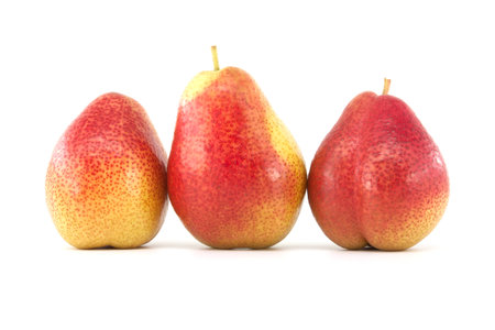 Fresh colorful ripe pears isolated on white backgroundの写真素材