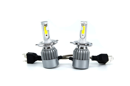 Vehicles H4 LED headlight bulbs isolated on white background, vehicles parts and replacementの写真素材
