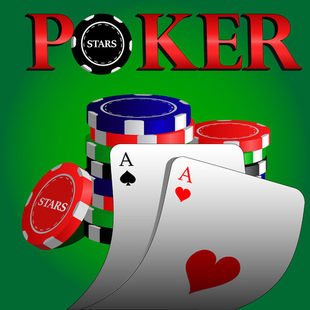 Poker icon with aces playing cards and gambling chips for casinoのイラスト素材
