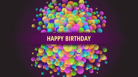 Colorful Bunch of Happy Birthday Balloons Postcard for Party and Celebrations.のイラスト素材