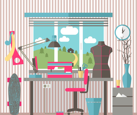 House female hobbies. Illustration in a flat styleのイラスト素材