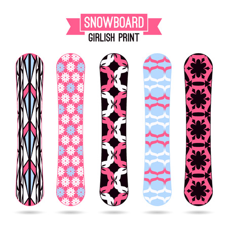 Girlish prints for snowboards. Ornamental decor, bright colorsのイラスト素材