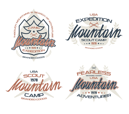 Mountain emblems  for t-shirt. Color print on white backgroundのイラスト素材
