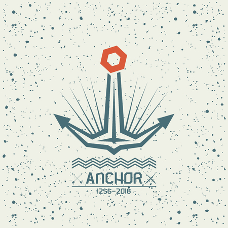 Anchor emblem in geometric style on a textured backgroundのイラスト素材