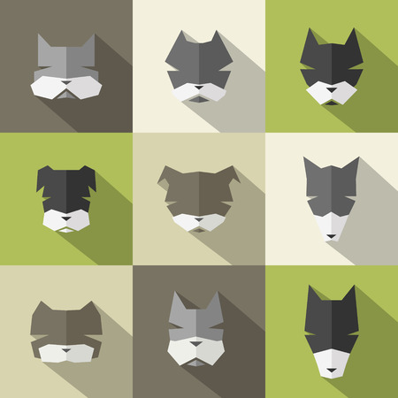 Icons set: stylized dogs. Flat styleのイラスト素材