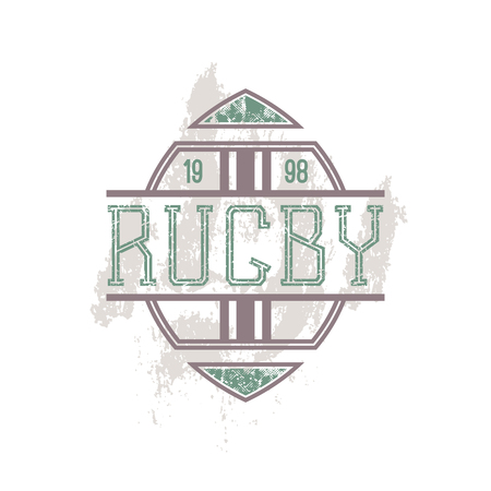 College emblem rugby team in retro style. Trendy graphic design for t-shirt. Color print on a white backgroundのイラスト素材