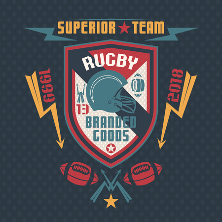 Rugby team emblem on a blue backgroundのイラスト素材