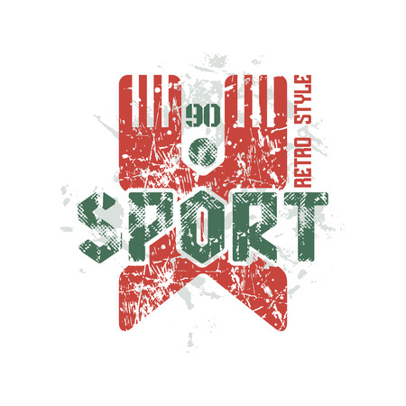 Hockey team emblem in retro style. Graphic design for t-shirt. Color print on a white backgroundのイラスト素材