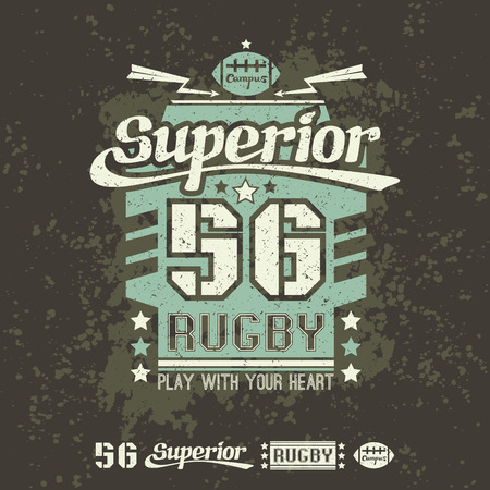 Rugby emblem soft colors. Graphic design for t-shirt on brown backgroundのイラスト素材