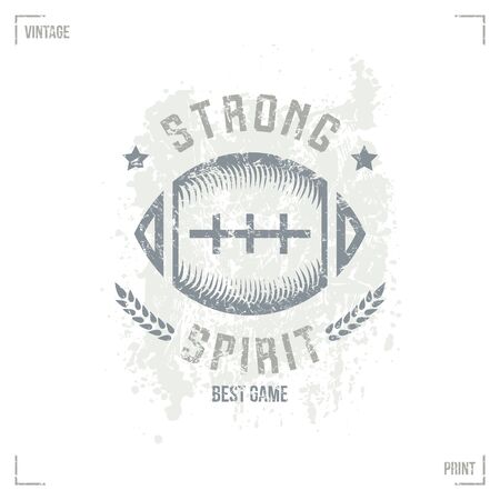 Rugby team ball emblem in retro style. Graphic design for t-shirt. Color  print on white backgroundのイラスト素材