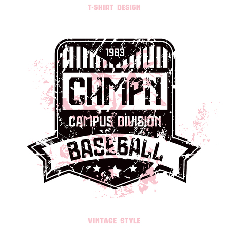 Baseball team badge. Graphic design for t-shirt. Print on white backgroundのイラスト素材