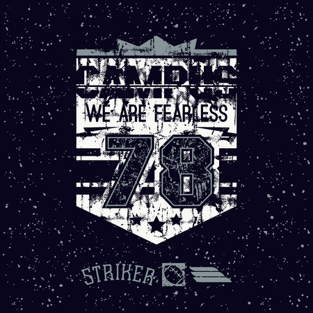 Campus sport emblem in retro style. Trendy graphic design for t-shirt. Color print on a black backgroundのイラスト素材