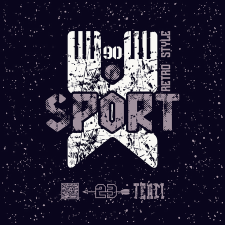 Hockey team emblem in retro style. Graphic design for t-shirt. Color print on a black backgroundのイラスト素材