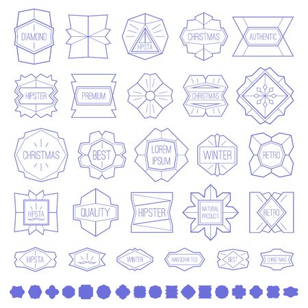 Labels and design elements in thin line styleのイラスト素材