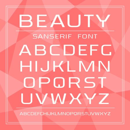 Sanserif font in thin line style. White print on color polygonal backgroundのイラスト素材