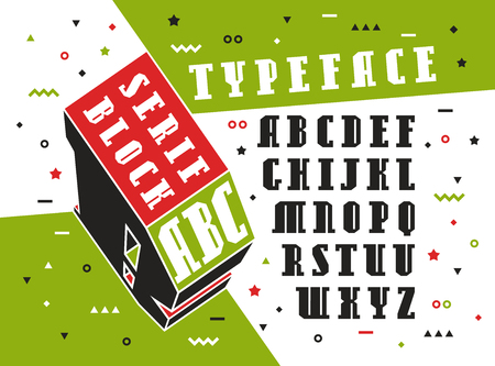 Stock vector set of serif font. Bold typefaceのイラスト素材