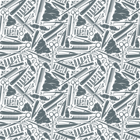 Seamless pattern for barber shop. Print on white backgroundのイラスト素材
