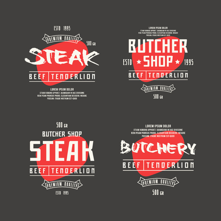 Butchery and steak label. Print on black backgroundのイラスト素材