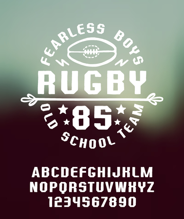 Sanserif font hand-drawn. Graphic design for t-shirt. White print on blurred backgroundのイラスト素材