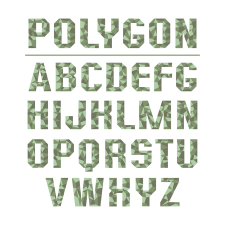 Low polygon sans serif font in military style. Color print on a white backgroundのイラスト素材
