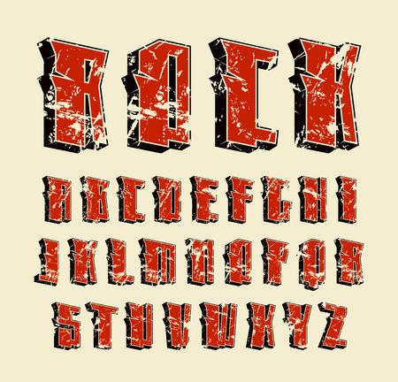 Decorative sanserif font in hard rock style. Design for titles and logosのイラスト素材