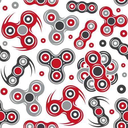 Seamless pattern with image of hand spinner toys. Color print on white backgroundのイラスト素材