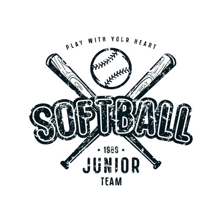 Emblem of softball junior team, graphic design for t-shirt.のイラスト素材
