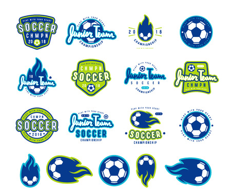 Set of soccer emblems and icons, graphic design for t-shirt and stickers.のイラスト素材
