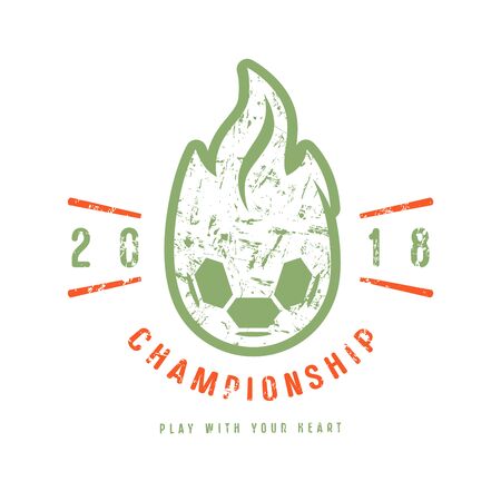 Emblem of soccer championship. Graphic design for t-shirt and stickers. Color print on white backgroundのイラスト素材