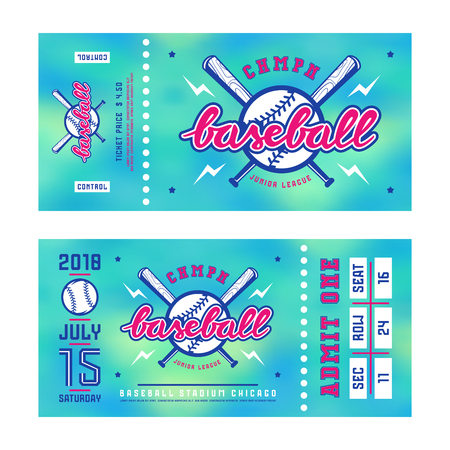 Template for baseball ticket. Print on blurred background.のイラスト素材