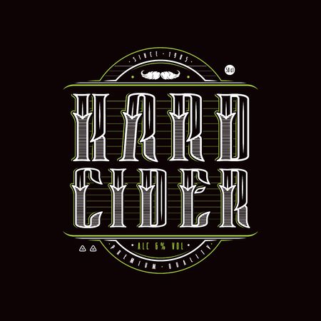 Hard cider logo in vintage style. Color print on black backgroundのイラスト素材